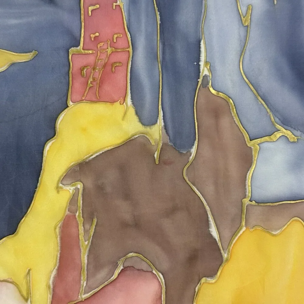 Hand Painted Adobe Western Wall Silk Hanging Carey Southwestern Artwork 29